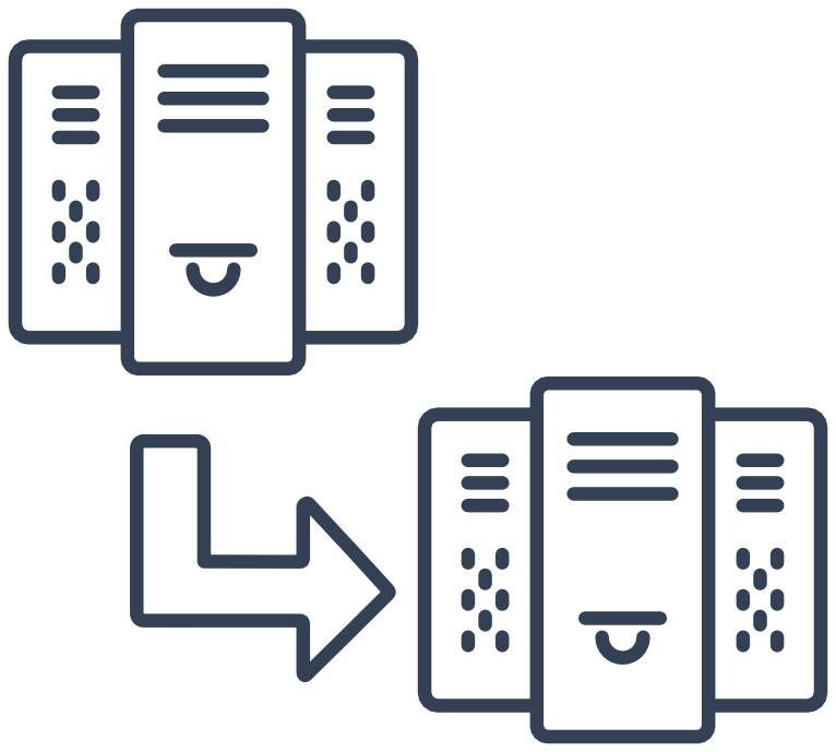 サーバーマシンを移行するイメージイラスト